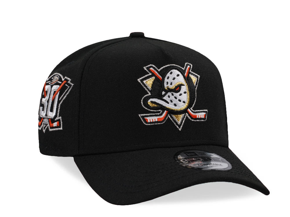 New Era Anaheim Ducks 30th Anniversary Black Edition 9Forty A Frame Snapback Hat