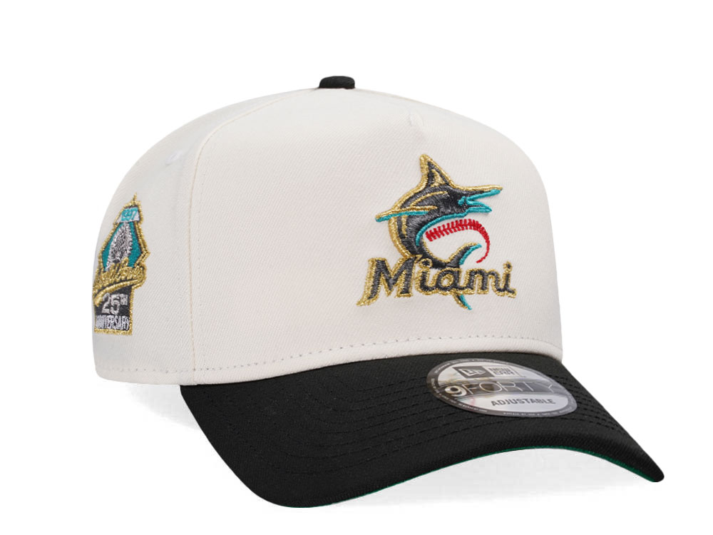 New Era Miami Marlins 25th Anniversary Chrome Gold Two Tone Edition 9Forty A Frame Snapback Hat