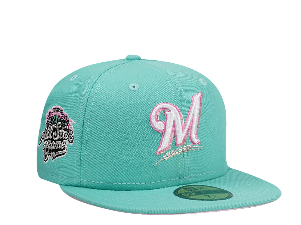 New Era Milwaukee Brewers All Star Game 2002 Teal Pink Edition 59Fifty Fitted Hat