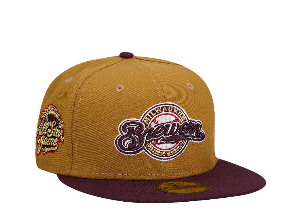 New Era Milwaukee Brewers All Star Game 2002 Old Gold Throwback Two Tone Edition 59Fifty Fitted Hat