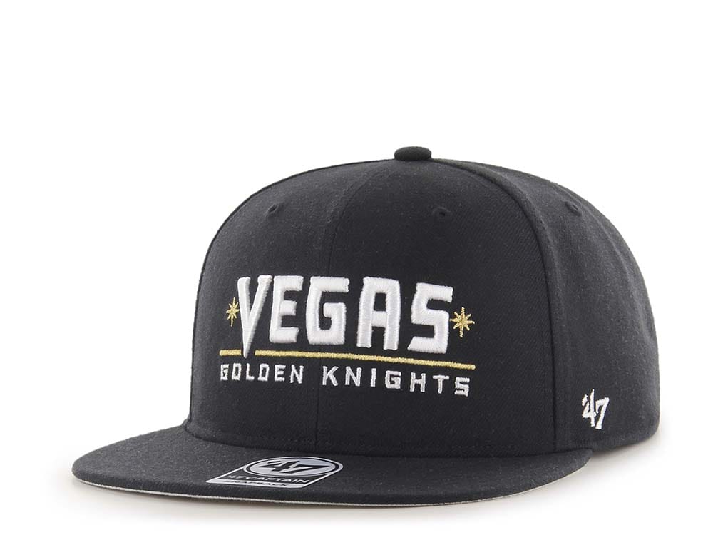 47Brand Vegas Golden Knights No Shot Black Script Captain Snapback Hat