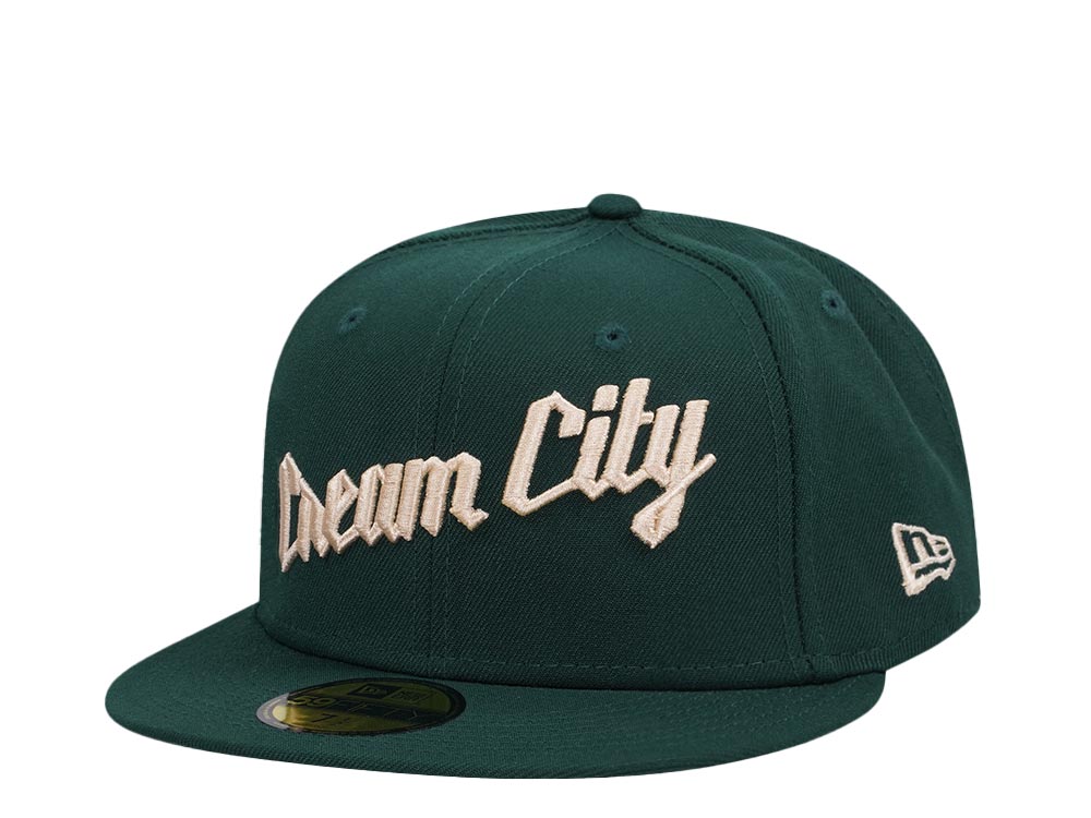 New Era Milwaukee Bucks Dark Green Classic Script Edition 59Fifty Fitted Hat