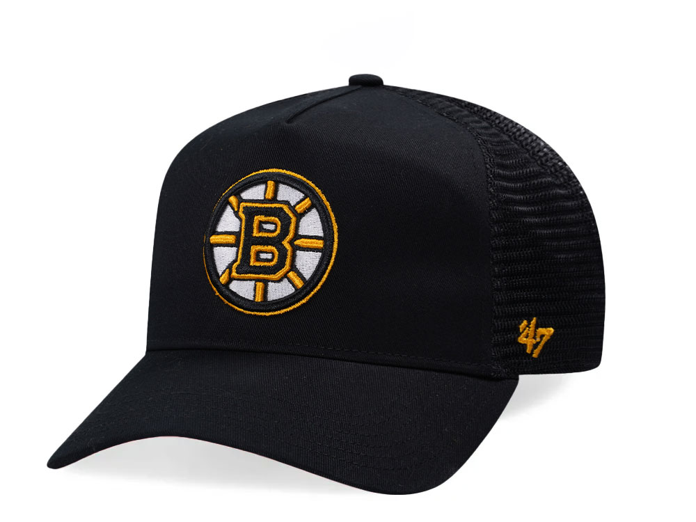 47Brand Boston Bruins Black Hitch Trucker Snapback Hat